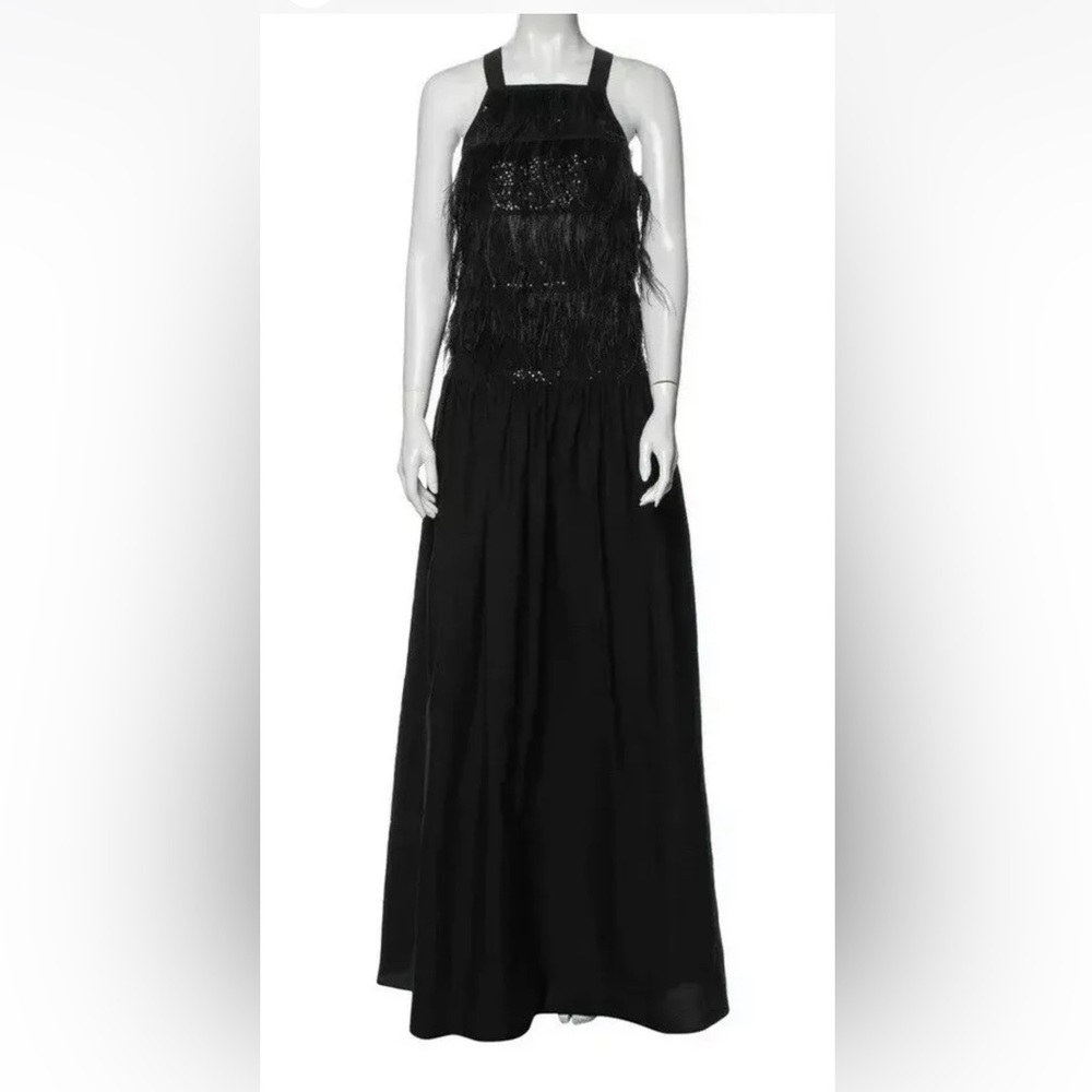 NWT$4495 Brunello Cucinelli Sparkly Sequined+Textured Ostrich Feather Gown M